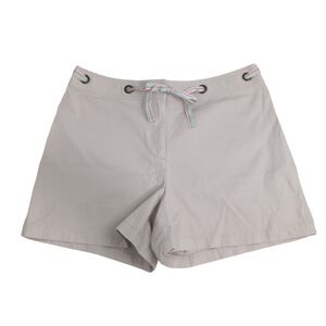 Kate Hill Casual khaki shorts with rainbow ribbon belt, women's 16